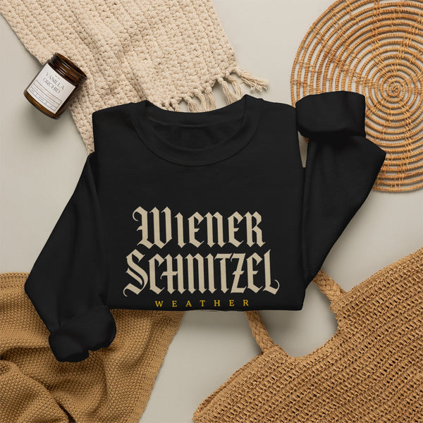 Black Wiener Schnitzel Weather crewneck sweatshirt, product photo